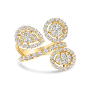 14k yellow diamond cocktail ring. - 10799
