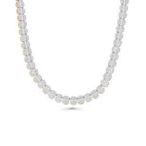 14k yellow gold diamond necklace. - 10822