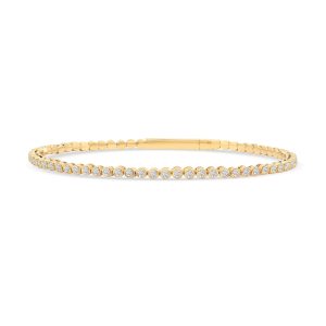 14k yellow gold diamond bangle bracelet. - 10830