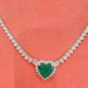 14k rose gold diamond tennis necklace. - 10832