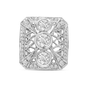 14k white gold diamond cocktail ring. - 10877