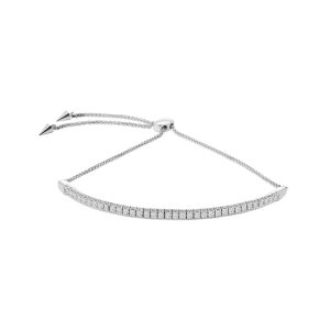 14k white gold adjustable diamond bracelet. - 10891
