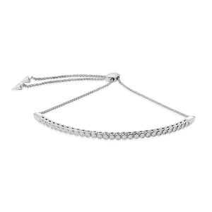 14k white gold diamond adjustable diamond bracelet. - 10892