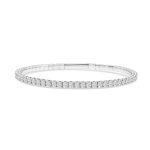 14k white gold flexible diamond bangle. - 10893