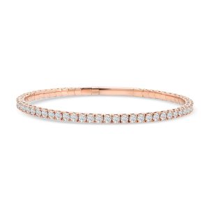 14k rose gold flexible diamond bangle. - 10895