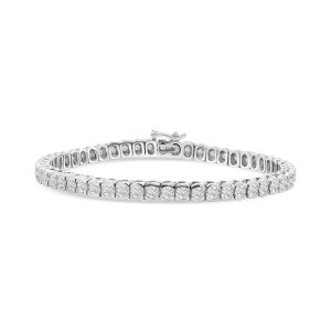 14k white gold diamond tennis bracelet. - 10923