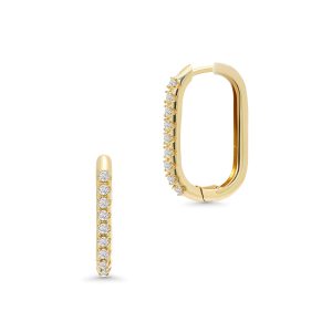 14k pair of diamond hoop earrings. - 10925