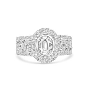 18k white gold diamond semi-mount ring. - 10965