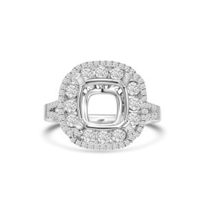 18k white gold diamond semi-mount ring. - 10966