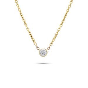 14k yellow gold solitaire necklace - 11013