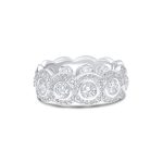 14k white gold diamond band. - 11018