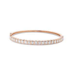 18k rose gold diamond bangle bracelet. - 11037