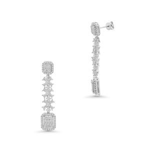 18k white gold diamond drop earrings. - 11046