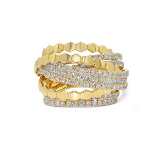 18k yellow gold diamond cocktail ring. - 11075