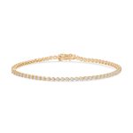 14k yellow gold diamond tennis bracelet. - 11122