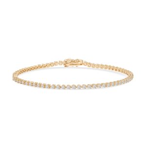 14k yellow gold diamond tennis bracelet. - 11122
