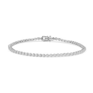 14k white gold diamond tennis bracelet. - 11127