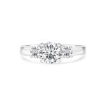 14k white gold 3 stone diamond ring. - 11147