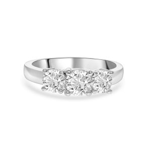 14k white gold 3 stone diamond ring. - 11148