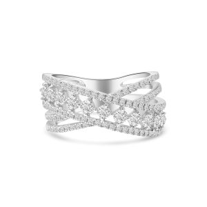 18k white gold diamond cocktail ring. - 11178