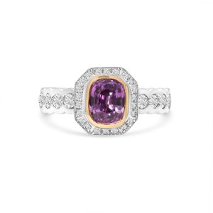 14k two tone colored stone and diamond ring. - 11182