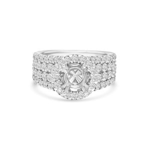 14k white gold diamond ring. - 11186