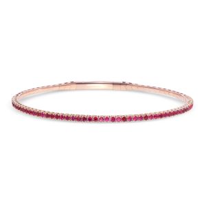 14k rose gold colored stone flexible bangle. - 11197