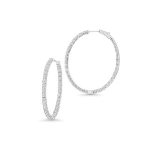 14k white gold diamond inside/out hoop earrings. - 11202
