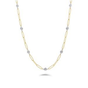 14k two tone diamond necklace. - 11338