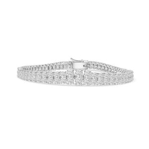 14k white gold 2 row tennis bracelet. - 11480