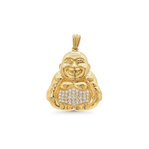 18k yellow gold diamond Buddah pendant. - 11568