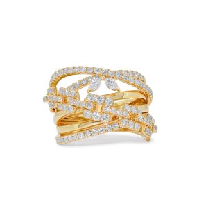 18k yellow gold diamond cocktail ring. - 11598