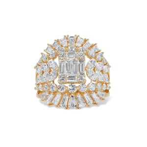 18k yellow gold diamond cocktail ring. - 11599