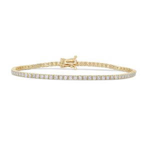 14k yellow gold diamond diamond tennis bracelet. - 11637