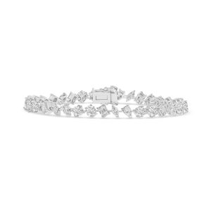 14k multi-stone diamond tennis bracelet. - 11792