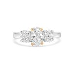 14k two tone 3 stone ring. - 11805