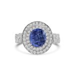 18k 2 tone diamond and colored stone ring. - 10009