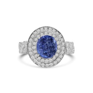 18k 2 tone diamond and colored stone ring. - 10009
