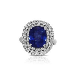 14k white gold diamond colored stone ring. - 10010