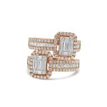 18k rose gold diamond ring. - 10135