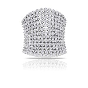 14k white gold diamond cocktail ring. - 10716