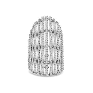 14k white gold diamond cocktail ring. - 10814