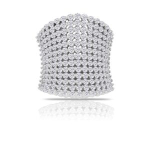 14k white gold diamond cocktail ring. - 10716