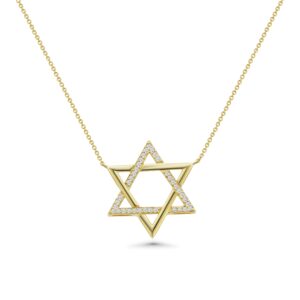 14k yellow gold diamond pendant. - 11806