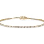 14k yellow gold diamond tennis bracelet. - 10336