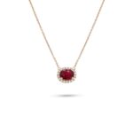 18k rose gold ruby and diamond necklace. - 10439