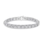 14k white gold diamond tennis bracelet. - 10490