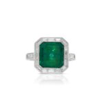 18k white gold diamond and colored stone ring. - 10719