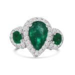 14k white gold diamond and colored stone ring. - 10809
