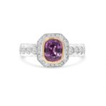 14k two tone colored stone and diamond ring. - 11182